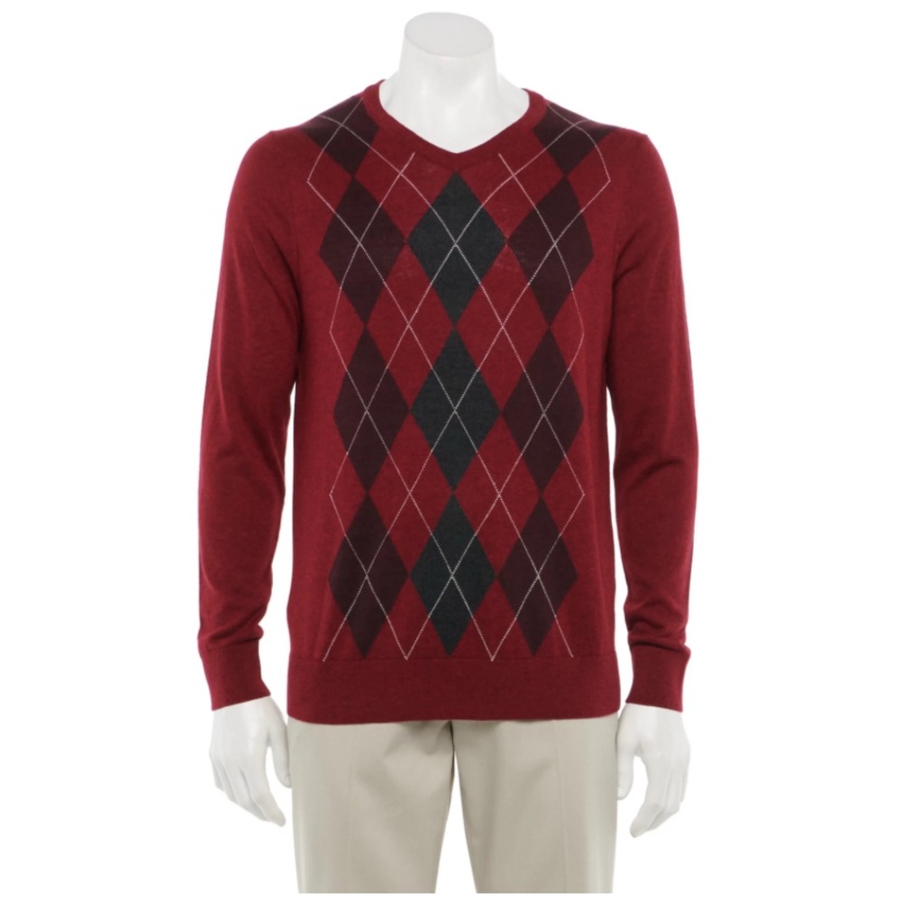 Croft & Barrow Argyle Red Sweater XL NEW